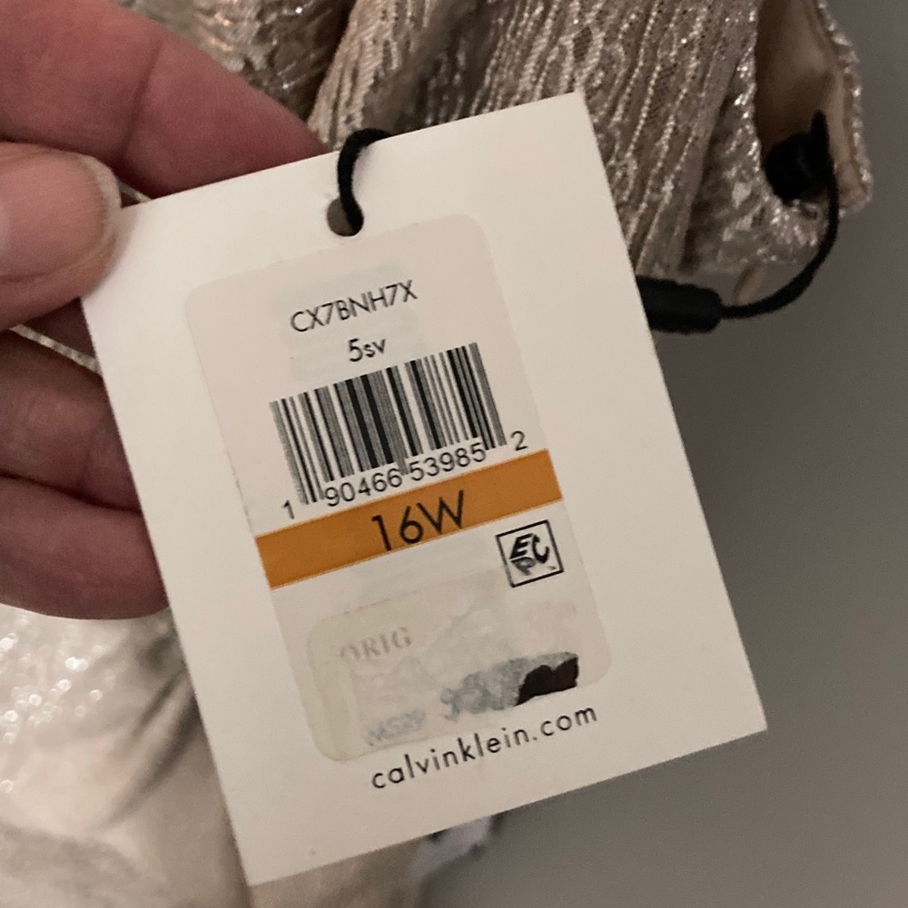 Calvin Klein Shimmering Metallic Gold Sleeveless Sheath Dress, Plus Size 16, 16W - Picture 8 of 14